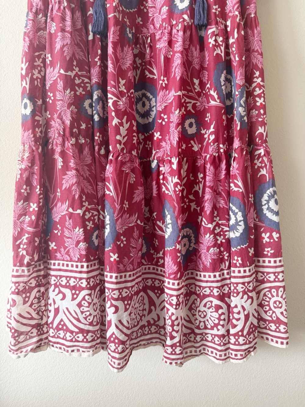 Natural Life Dara Maxi Dress Floral Medallion Boho Tiered Tassel Tie - Picture 8 of 10